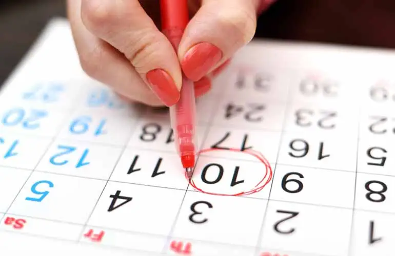 Week-by-week egg donor cycle calendar showing demand levels